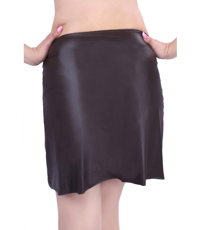 Jupette Droite Taille Haute Marron Glacé