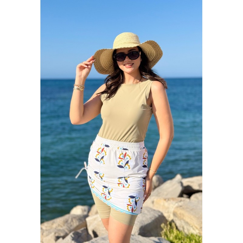 Maillot de Bain 2 Pièces – Combinaison Short & Cache-jupe