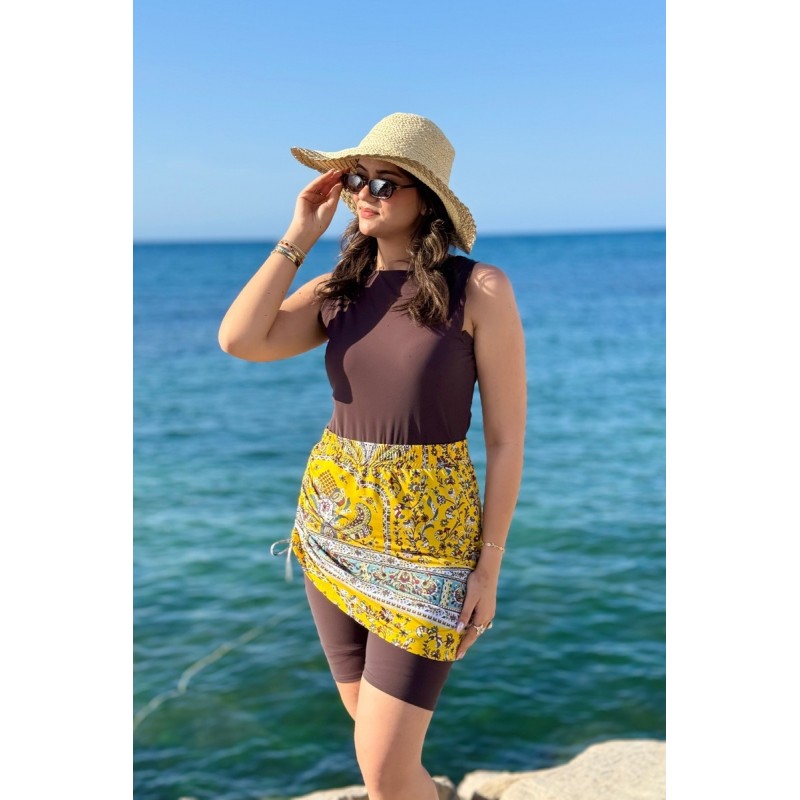 Maillot de Bain 2 Pièces – Combinaison Short & Cache-jupe
