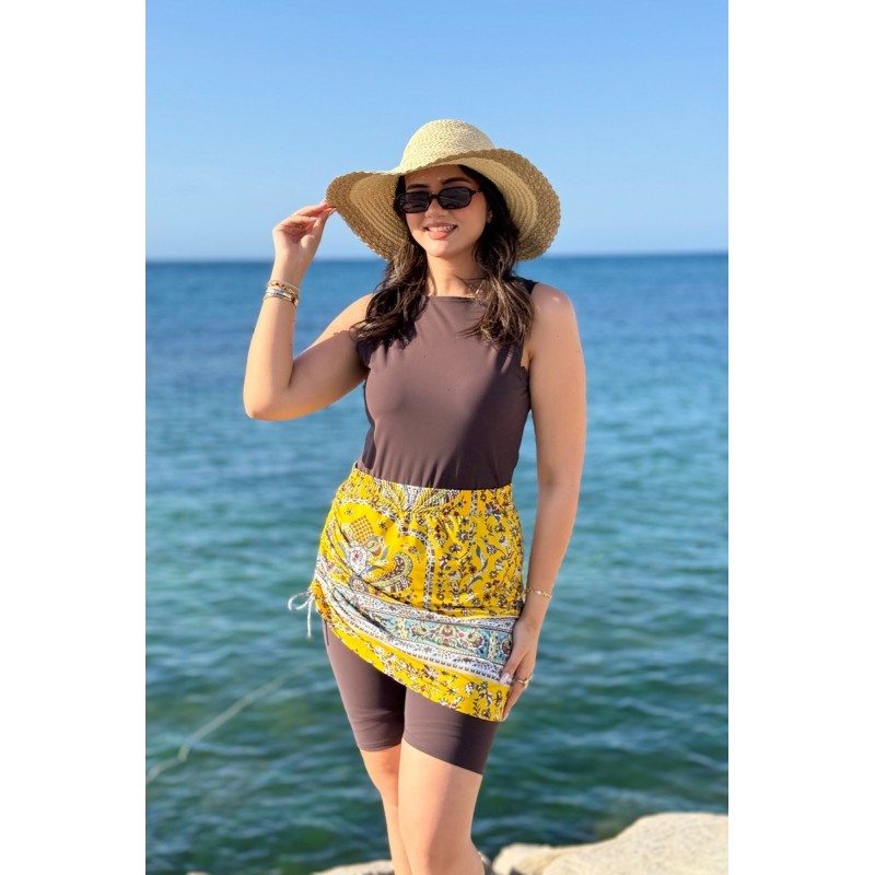 Maillot de Bain 2 Pièces – Combinaison Short & Cache-jupe