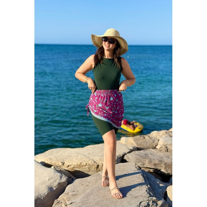 Maillot de Bain 2 Pièces – Combinaison Short & Cache-jupe