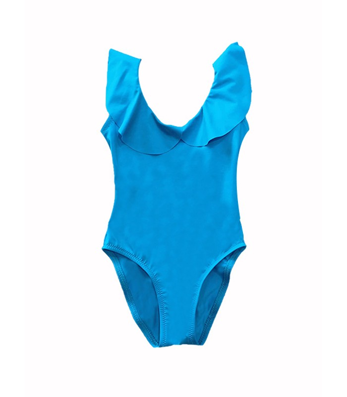 Maillot de Bain Fille à Volants Turquoise