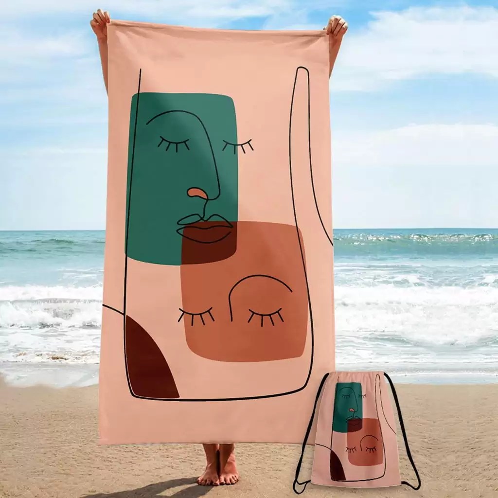 Serviette de Plage M Line Art Dreaming Together
