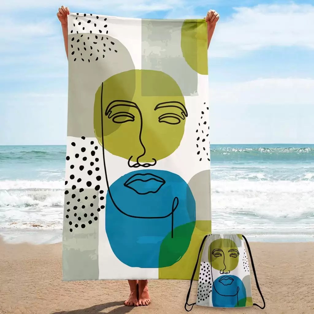 Serviette de Plage M Line Art Man Face