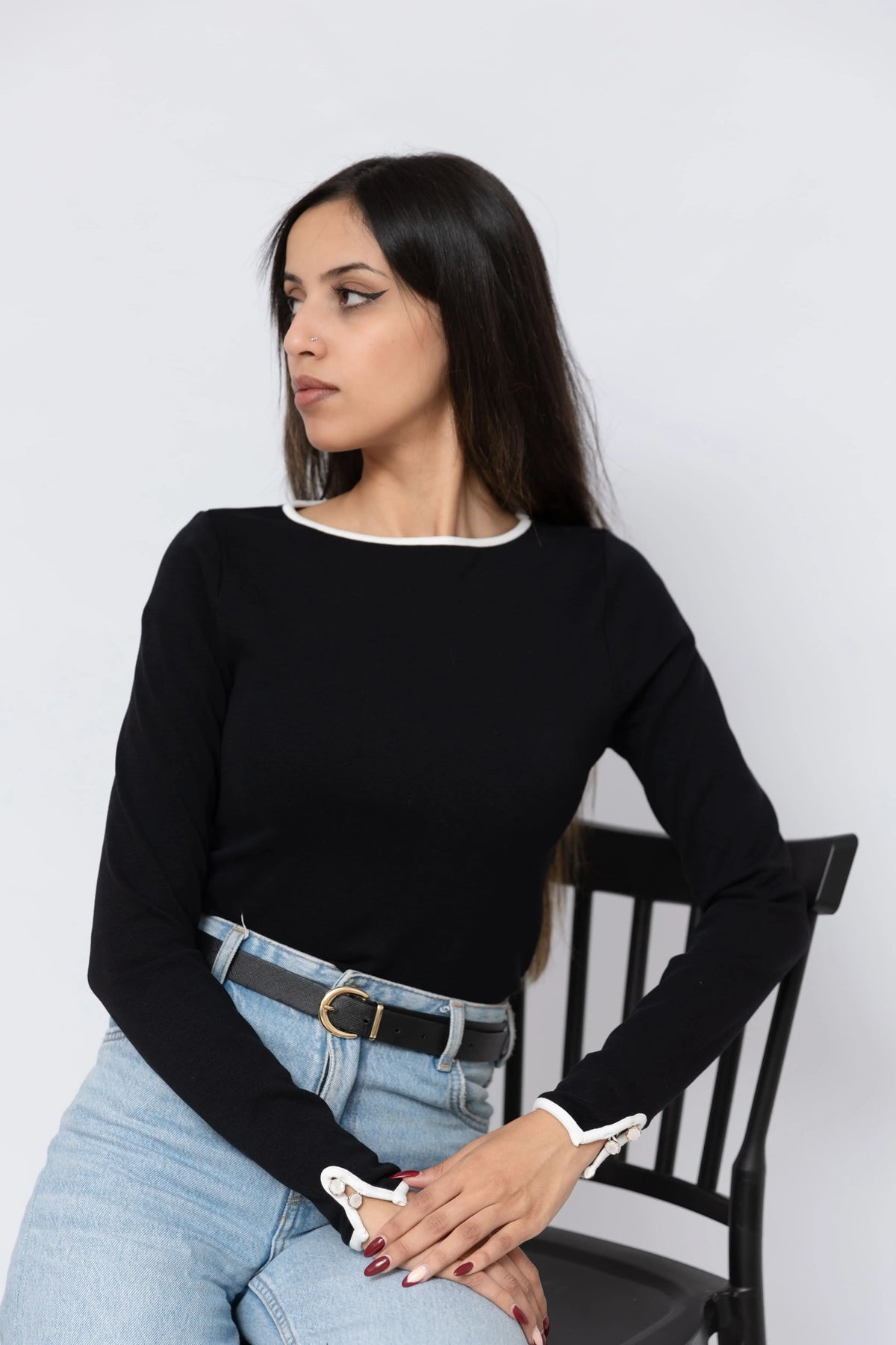 Pull ORLINE – Coton liseré et boutons décoratifs