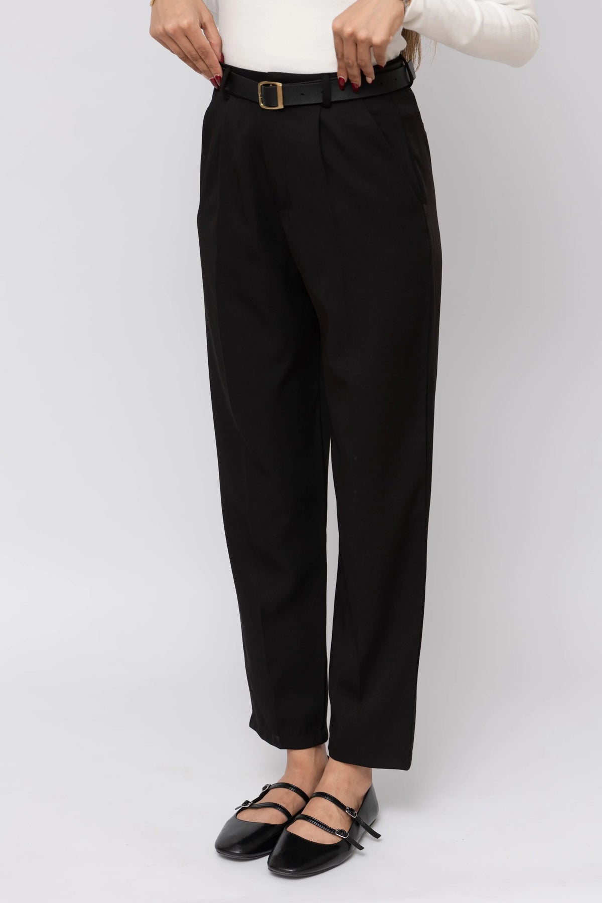 Pantalon Edge – Taille Haute avec Ceinture et Passepoil