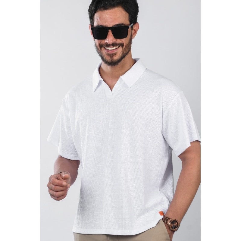 Polo Oversize en Coton Gaufré