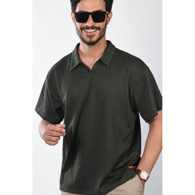 Polo Oversize en Coton Gaufré