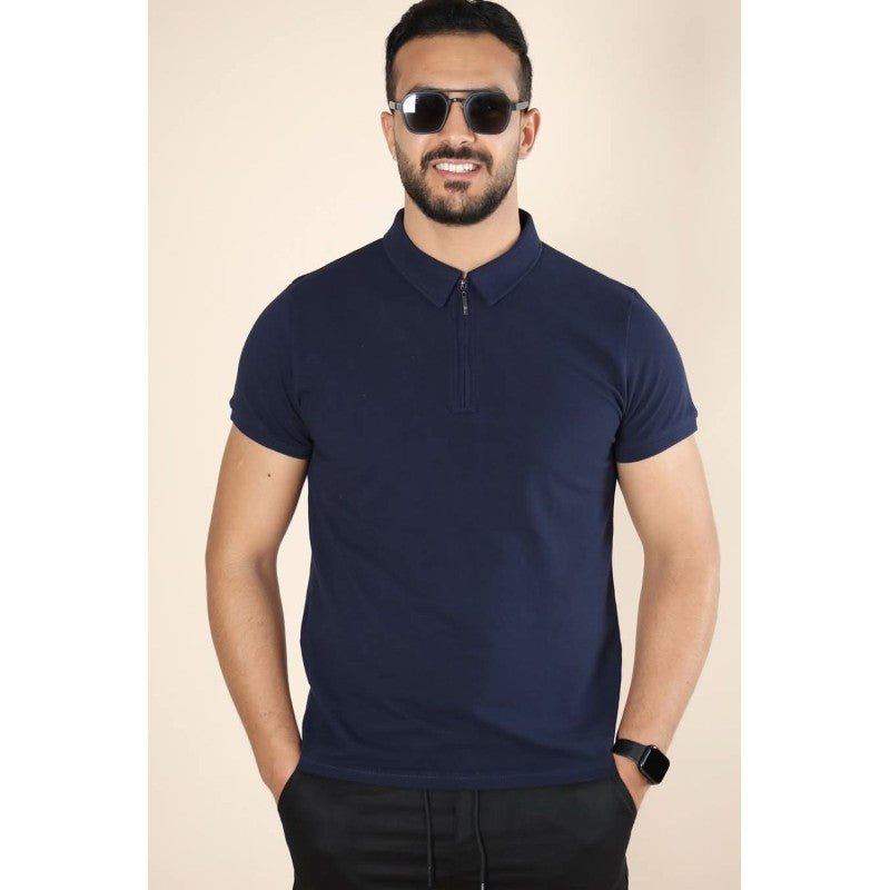Polo Zippé en Coton Piqué –