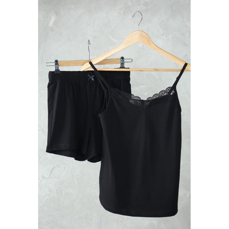 Pyjama Femme Uni avec Dentelle –