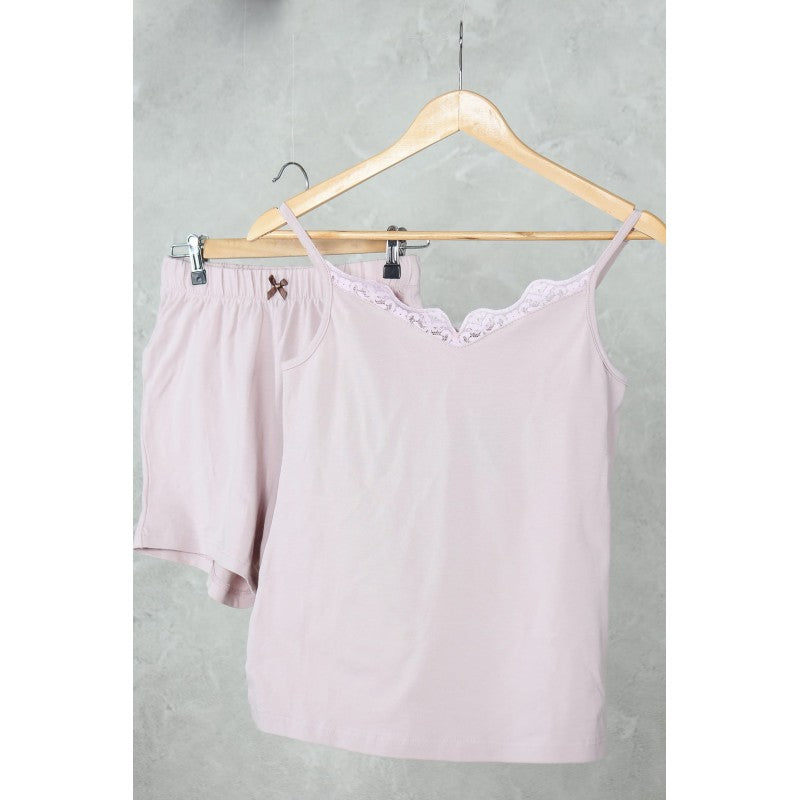 Pyjama Femme Uni avec Dentelle –