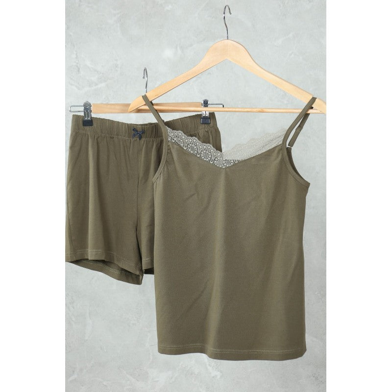 Pyjama Femme Uni avec Dentelle –