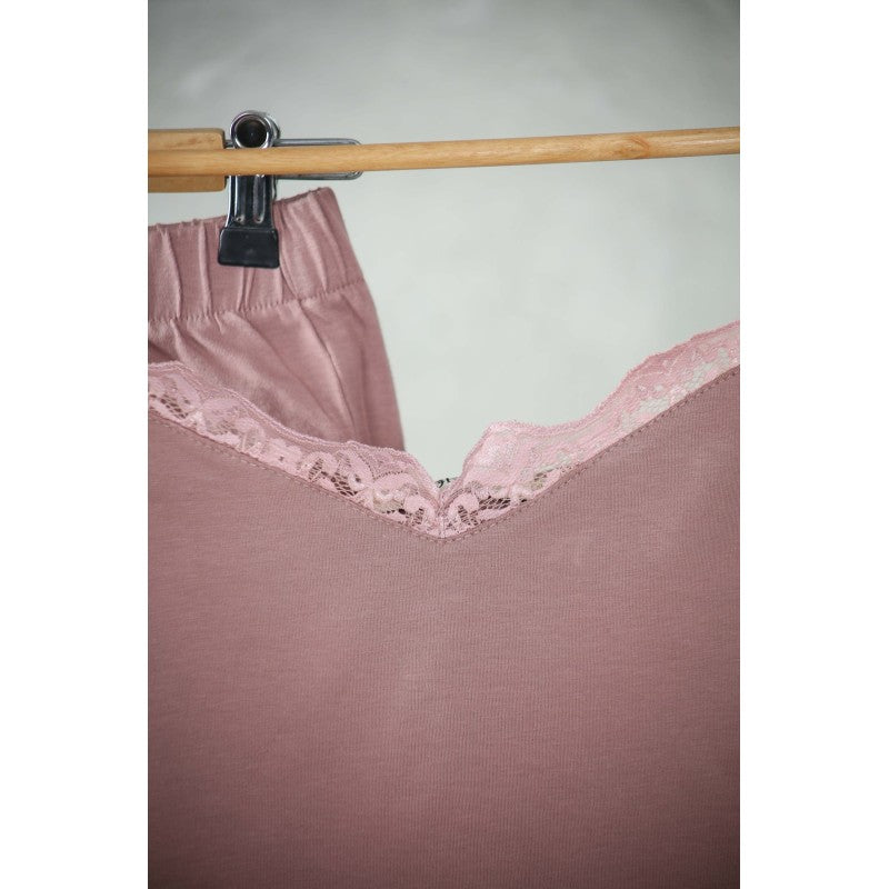 Pyjama Femme Uni avec Dentelle –