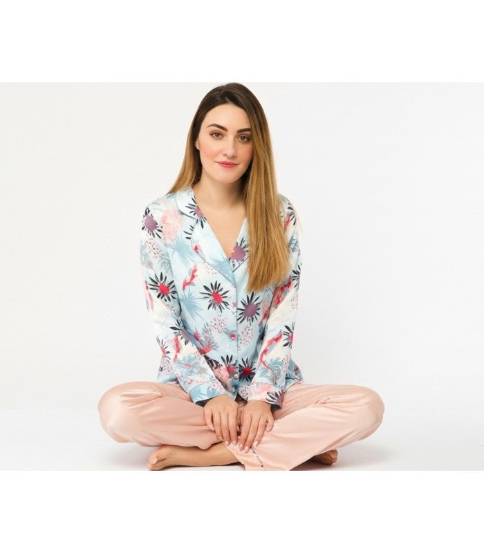Pyjama en Satin à Motif Floral