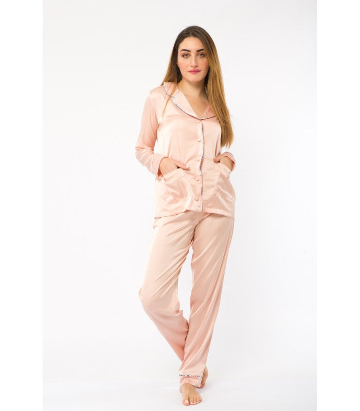 Pyjama en Satin Uni Rose