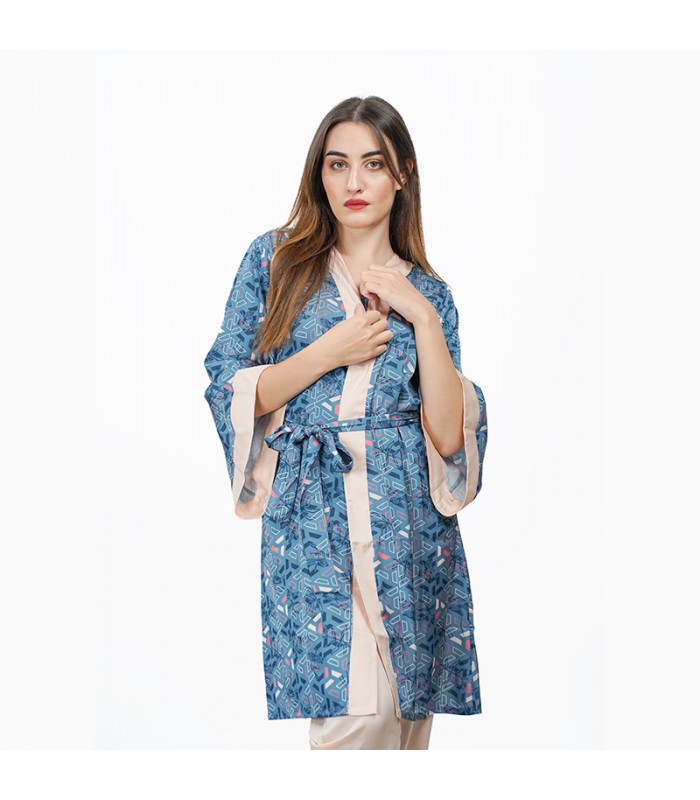 Robe de Chambre Kimono en Satin Imprimé