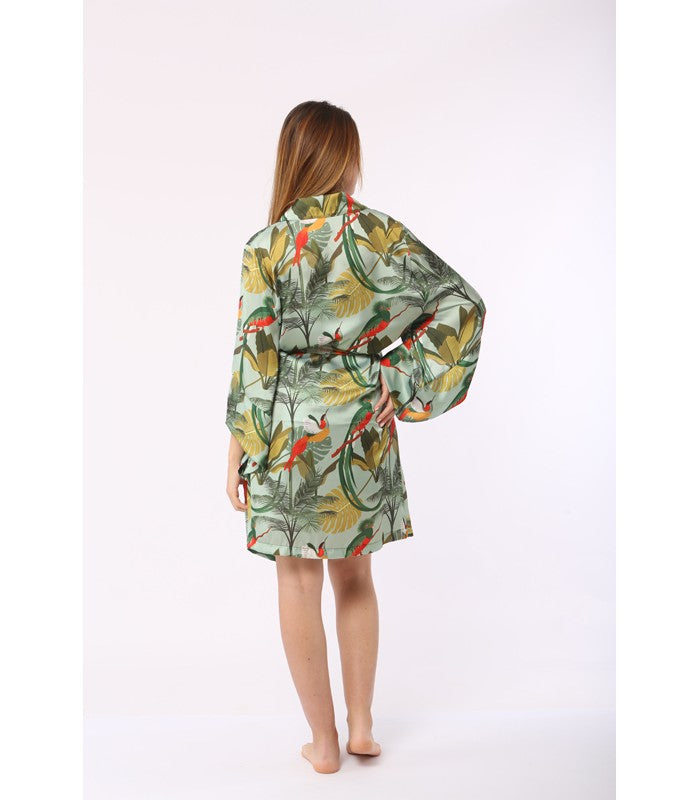 Robe de Chambre Kimono en Satin Imprimé
