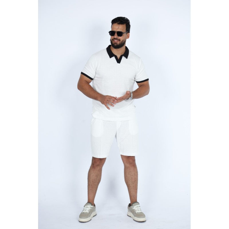 Set Homme Polo & Short en Jacquard Coton –