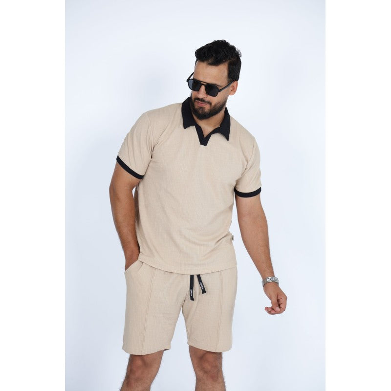 Set Homme Polo & Short en Jacquard Coton –