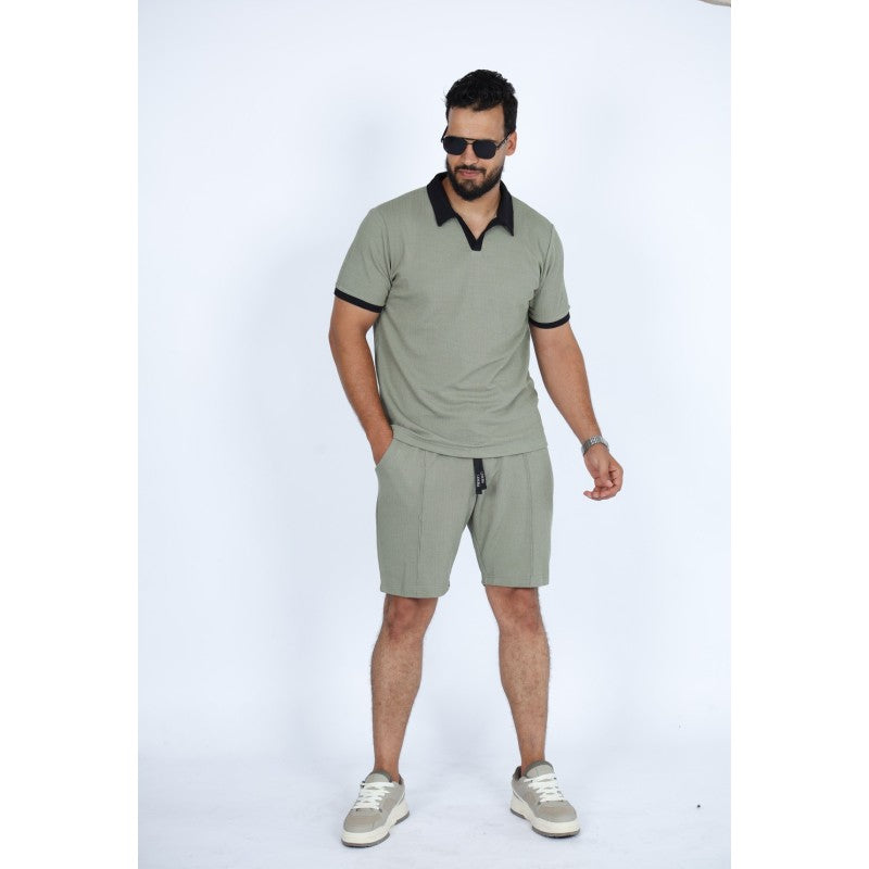 Set Homme Polo & Short en Jacquard Coton –
