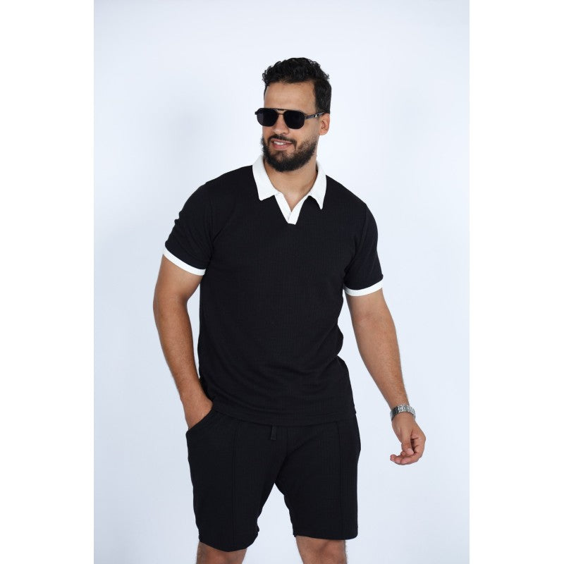 Set Homme Polo & Short en Jacquard Coton –