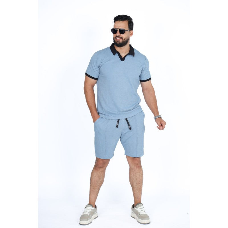 Set Homme Polo & Short en Jacquard Coton –