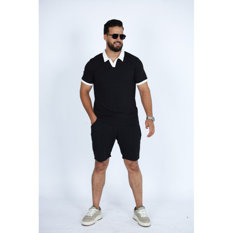 Set Homme Polo & Short en Jacquard Coton –