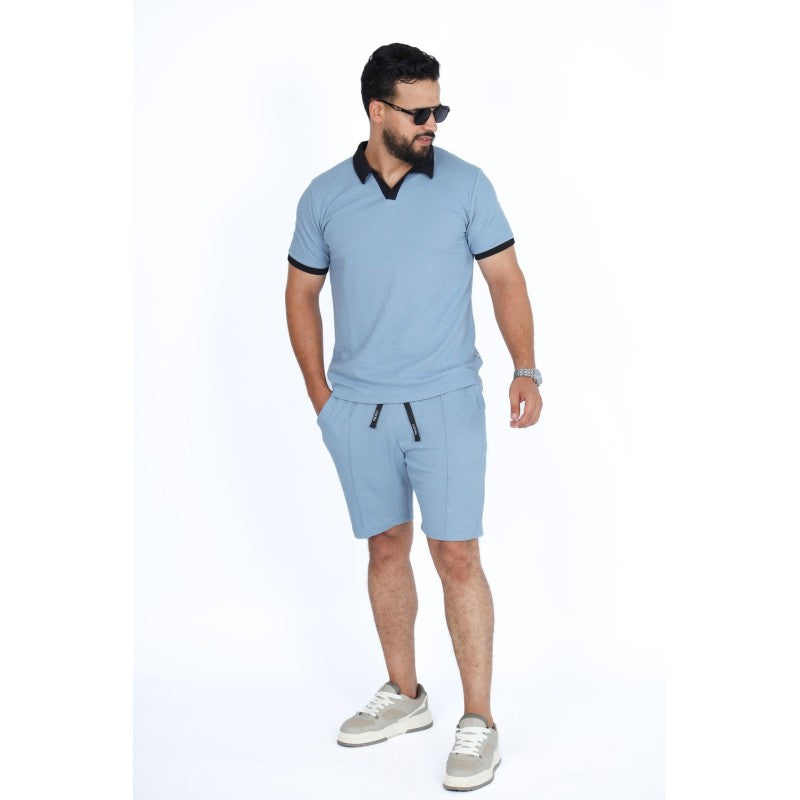 Set Homme Polo & Short en Jacquard Coton –