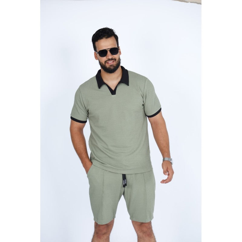 Set Homme Polo & Short en Jacquard Coton –