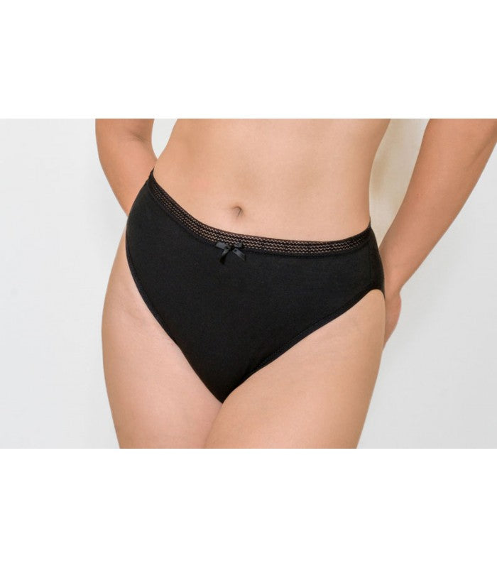 Slip Taille Haute Échancré à Galon en Coton Bio