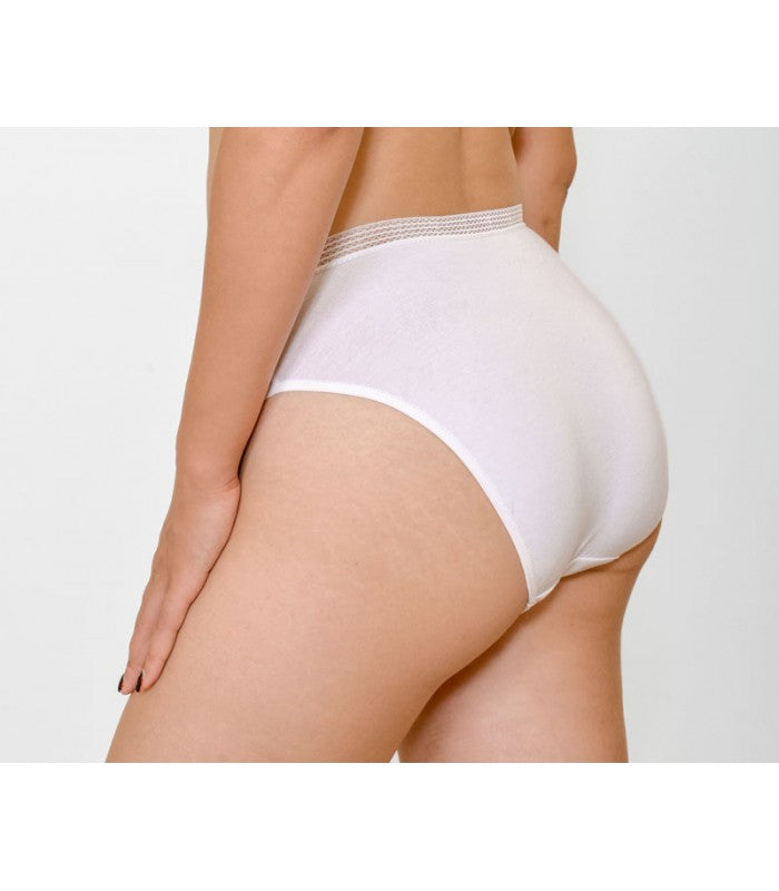 Slip Taille Haute Échancré à Galon en Coton Bio