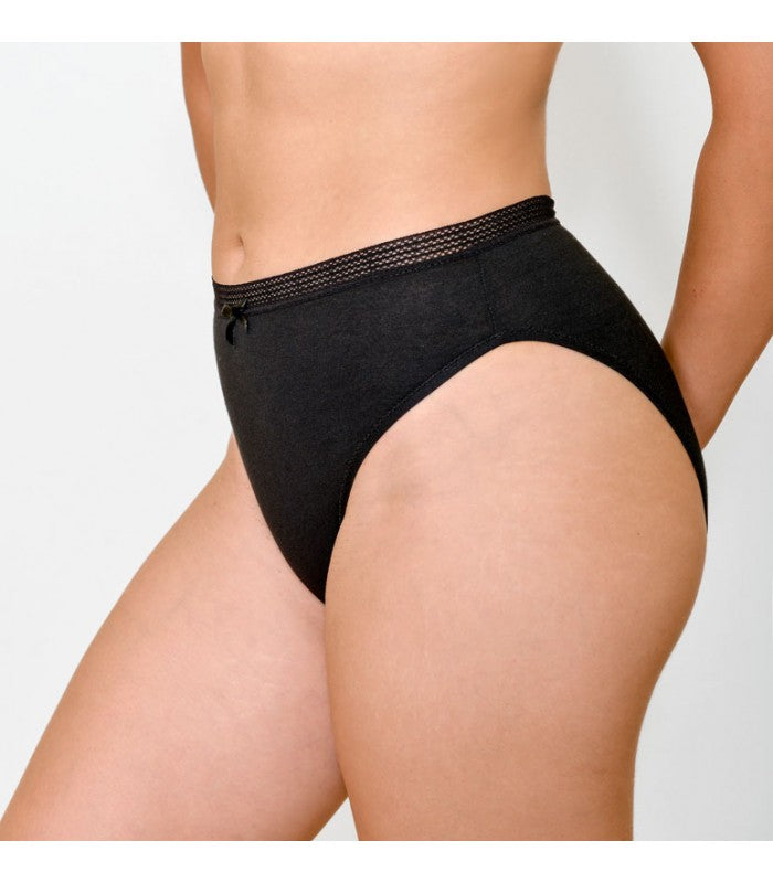 Slip Taille Haute Échancré à Galon en Coton Bio