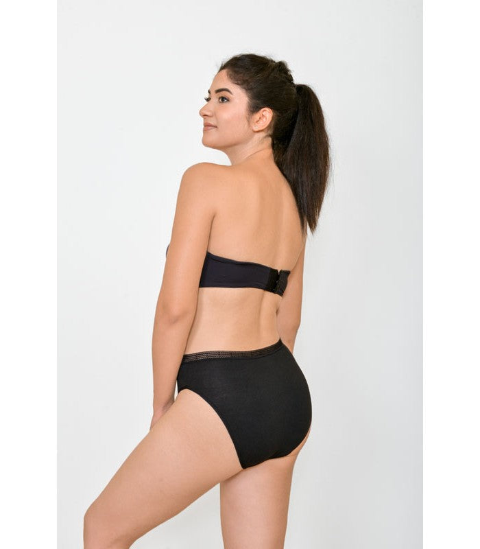 Slip Taille Haute Échancré à Galon en Coton Bio