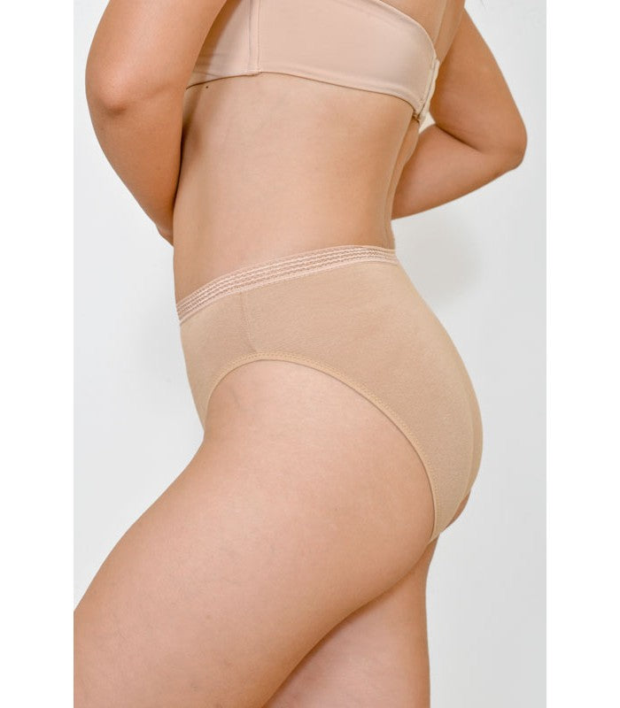 Slip Taille Haute Échancré à Galon en Coton Bio