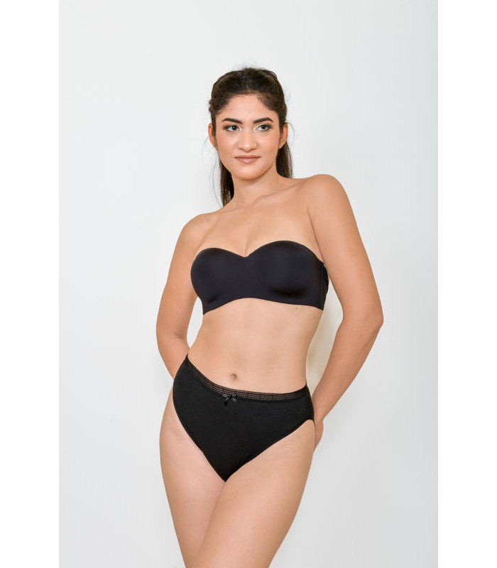 Slip Taille Haute Échancré à Galon en Coton Bio