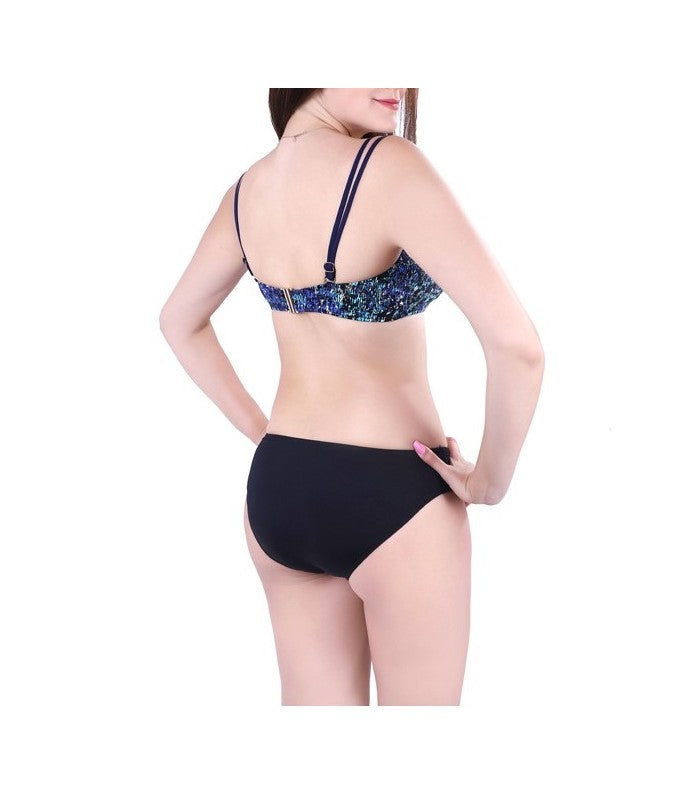 Haut de Bikini Big Up Imprimé Bleu Mer