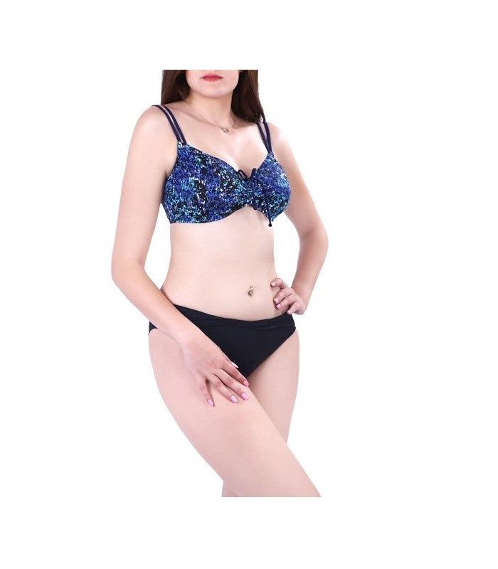 Haut de Bikini Big Up Imprimé Bleu Mer