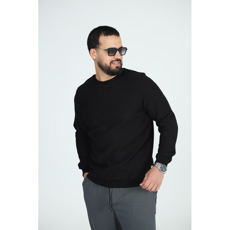 Sweat Col Rond Jacquard Homme | Motif Texturé
