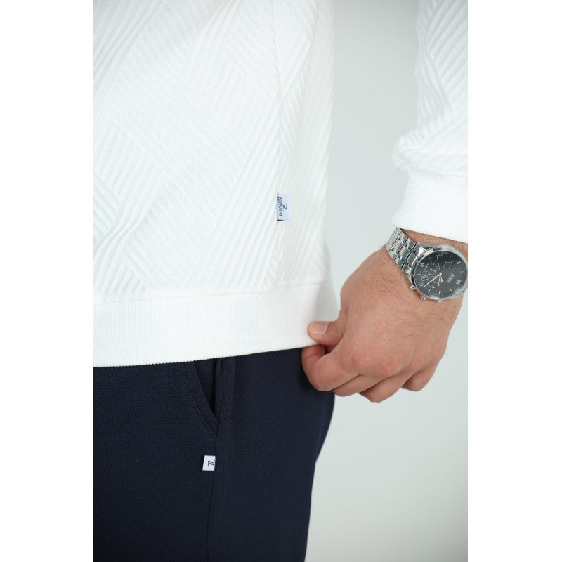 Sweat Col Rond Jacquard Homme | Motif Texturé