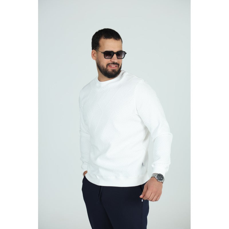 Sweat Col Rond Jacquard Homme | Motif Texturé