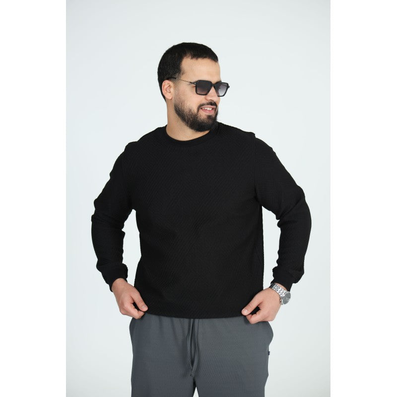 Sweat Col Rond Jacquard Homme | Motif Texturé