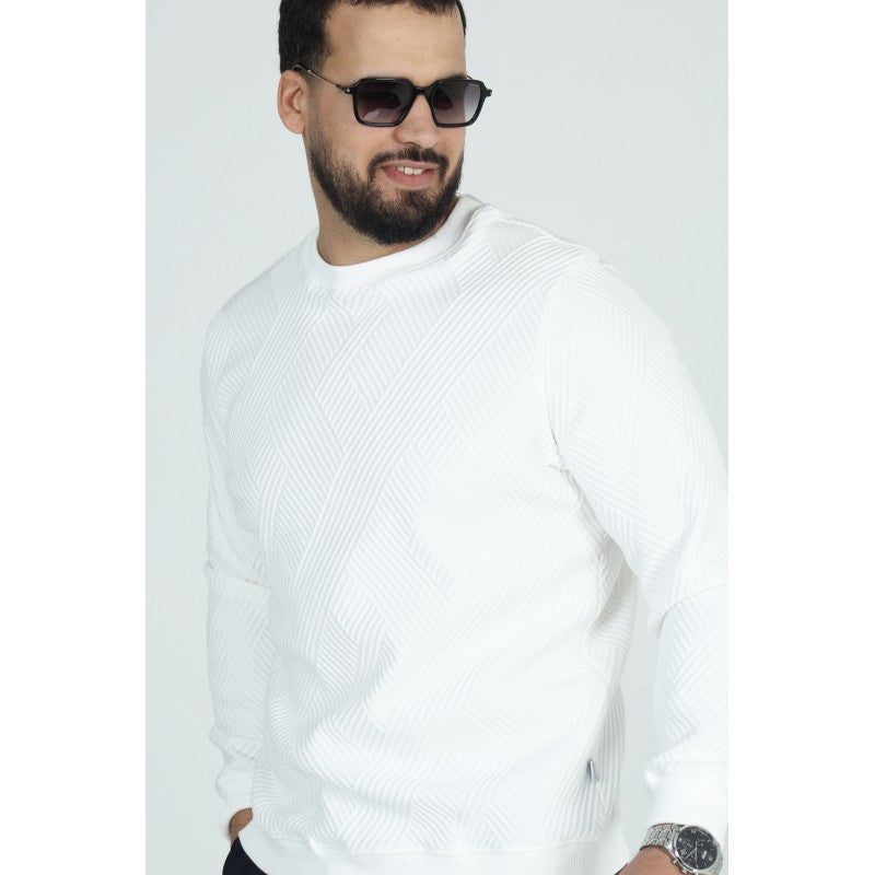 Sweat Col Rond Jacquard Homme | Motif Texturé