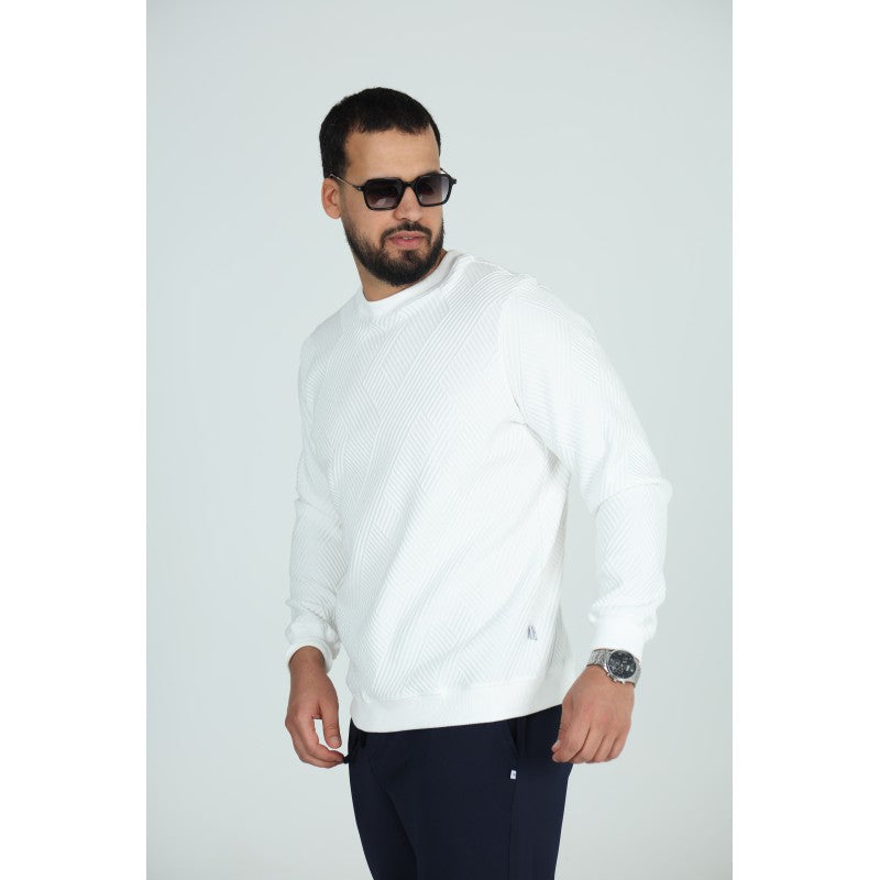 Sweat Col Rond Jacquard Homme | Motif Texturé