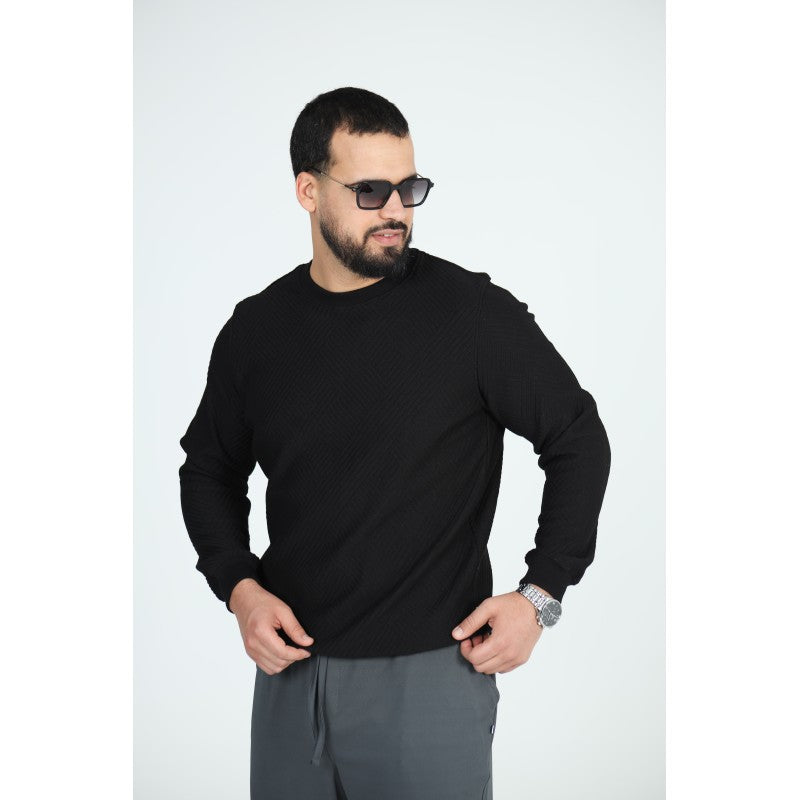 Sweat Col Rond Jacquard Homme | Motif Texturé