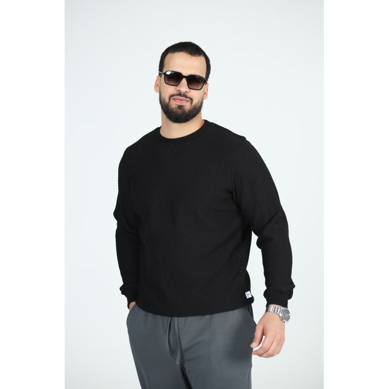 Sweat Col Rond Jacquard Homme | Motif Texturé