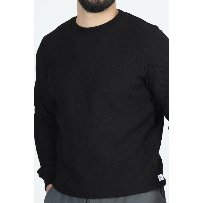Sweat Col Rond Jacquard Homme | Motif Texturé