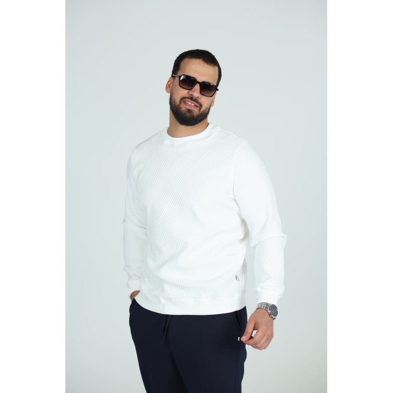 Sweat Col Rond Jacquard Homme | Motif Texturé