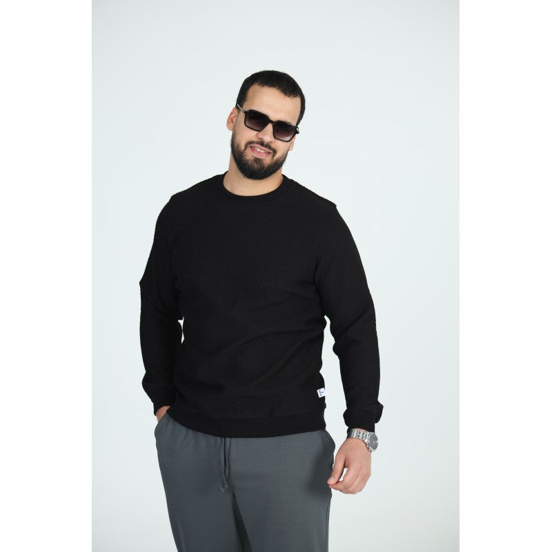 Sweat Col Rond Jacquard Homme | Motif Texturé
