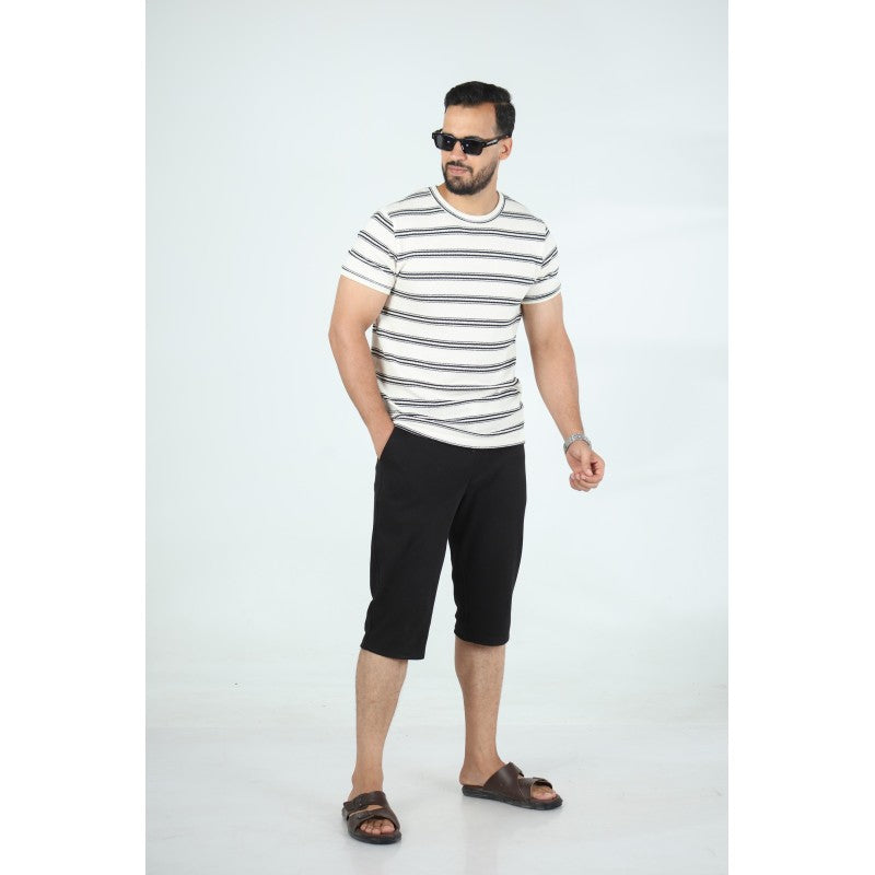 T-shirt Homme Jacquard Coton Rayé