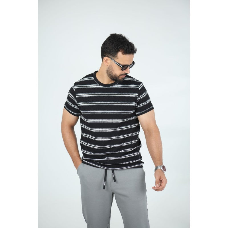 T-shirt Homme Jacquard Coton Rayé